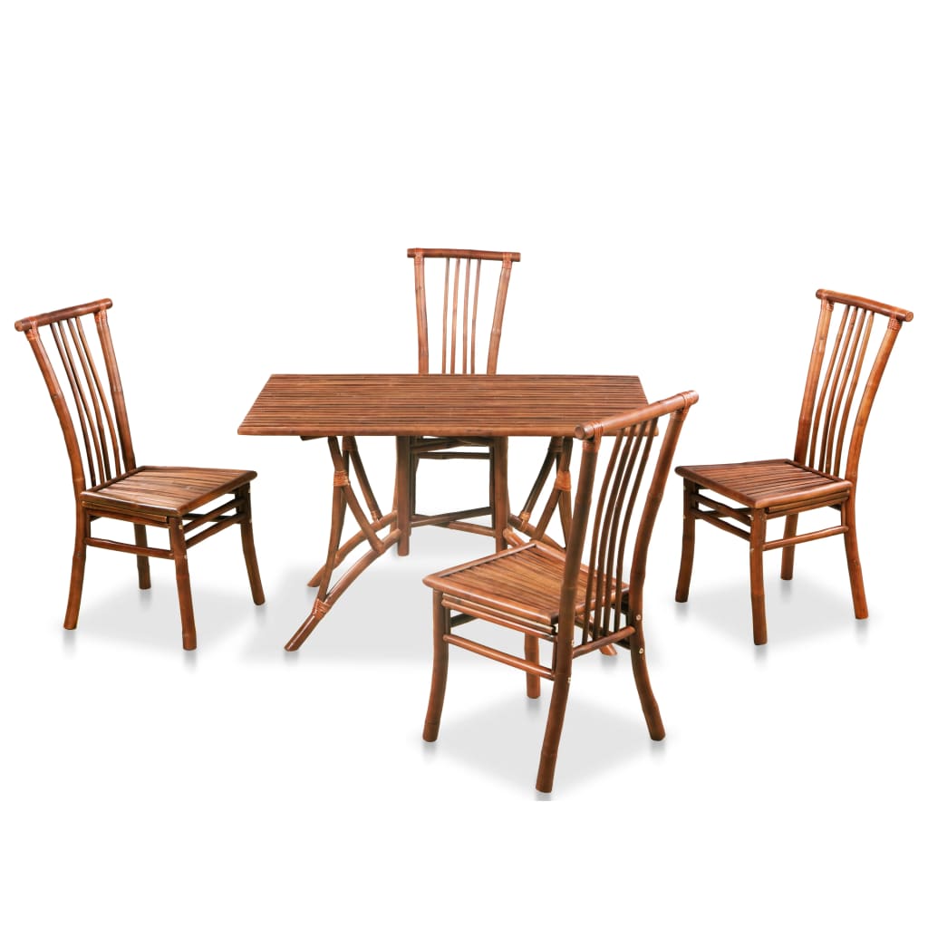 vidaXL Dining Set 5 Pieces Bamboo