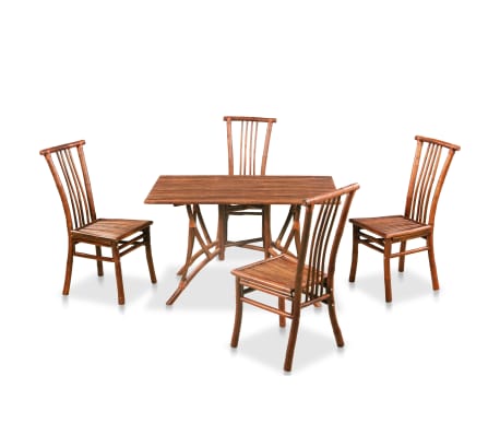 vidaXL Conjunto de comedor de bambú 5 piezas