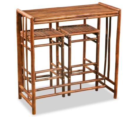 vidaXL Essgruppe 3-tlg. Bambus Braun Esstischset Esszimmergarnitur