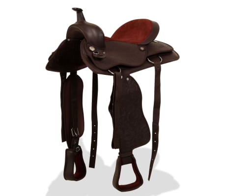 vidaXL Western Saddle Headstall/&Breast Collar Leather Brown//Black Multi Sizes