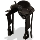 vidaXL Selle, bridon et col de poitrine Cuir véritable 15 po Noir
