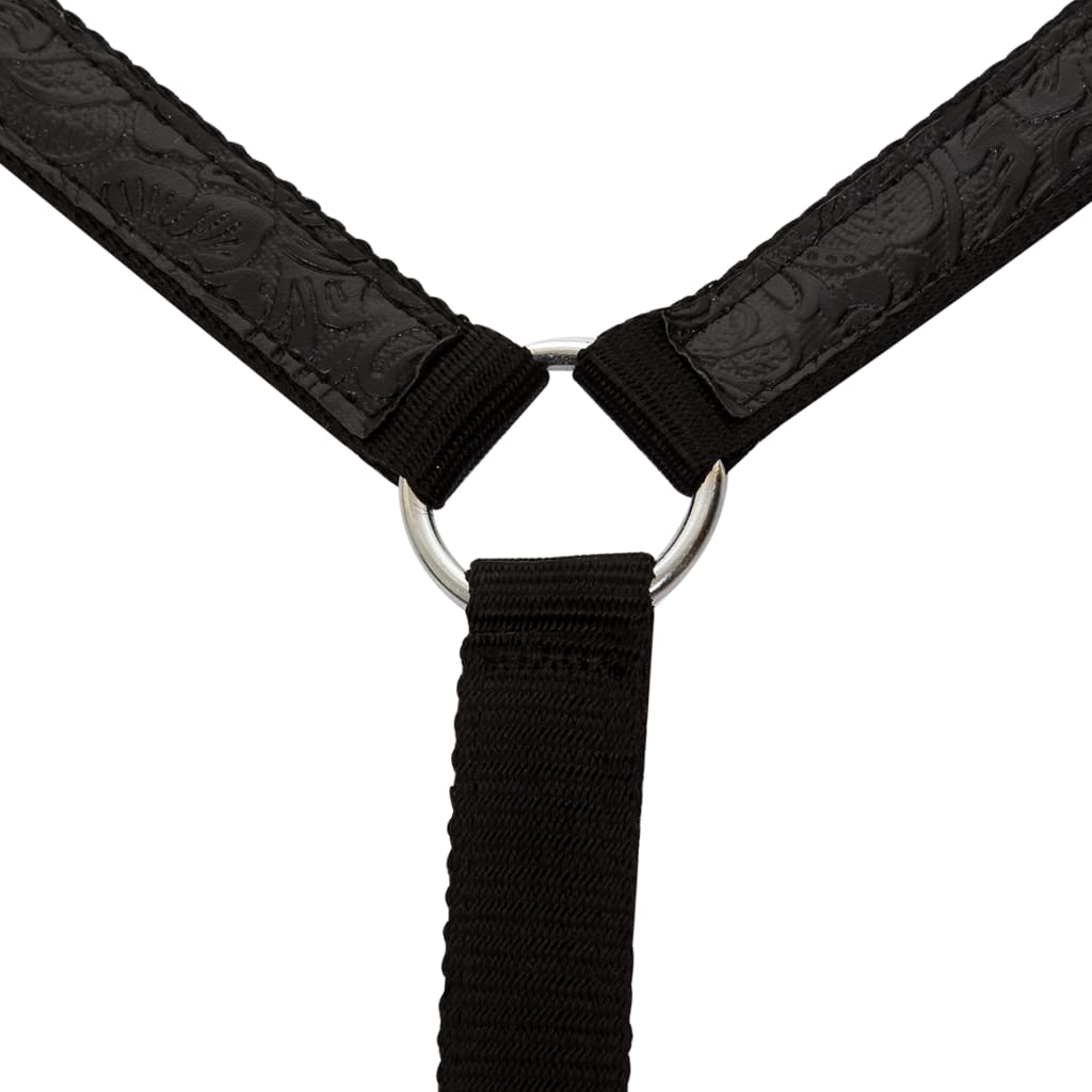 Saddle, reins and breast strap, 17", black genuine leather