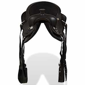 Westernové sedlo pro koně, set, pravá kůže 12" černé - obrázek 5