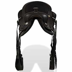 Westernové sedlo pro koně, set, pravá kůže 13" černé - obrázek 5