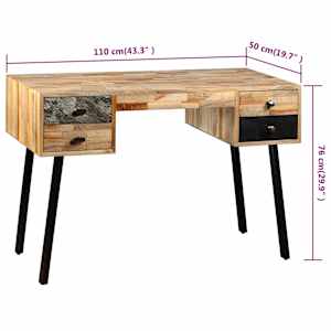 Psací stůl masivní recyklovaný teak 110 x 50 x 76 cm - obrázek 10