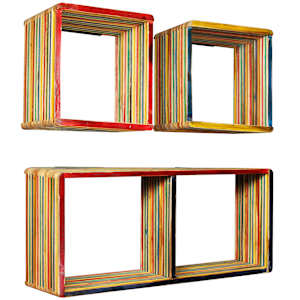 Set závěsných polic 3 ks, masivní recyklovaný teak, vícebarevné - obrázek 11