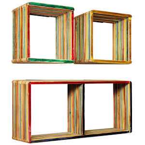 Set závěsných polic 3 ks, masivní recyklovaný teak, vícebarevné - obrázek 10