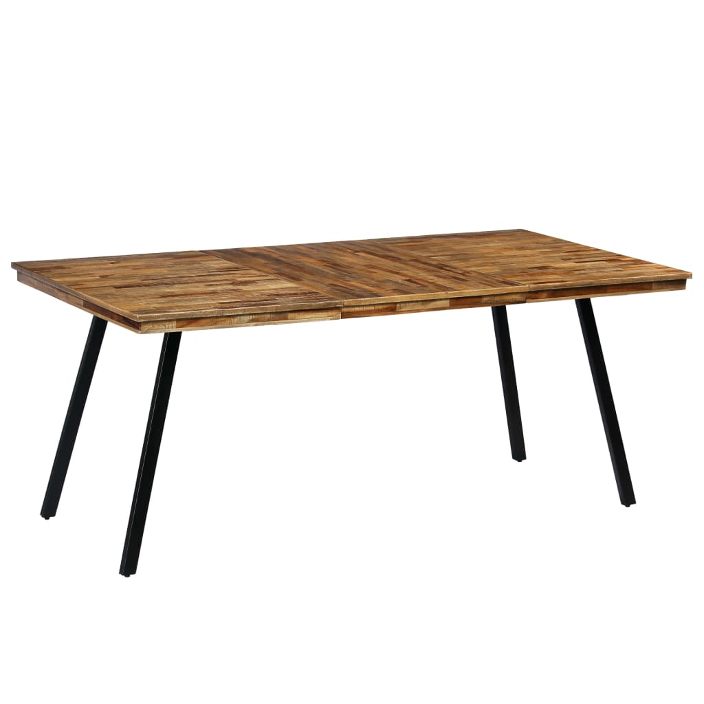 Blagovaonski stol od reciklirane tikovine i čelika 180 x 90 x 76 cm