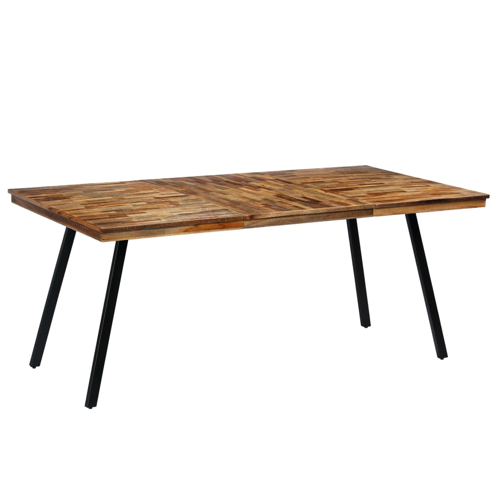 Blagovaonski stol od reciklirane tikovine i čelika 180 x 90 x 76 cm