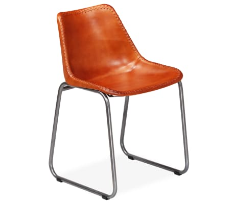 vidaXL Eetkamerstoelen 2 st echt leer bruin