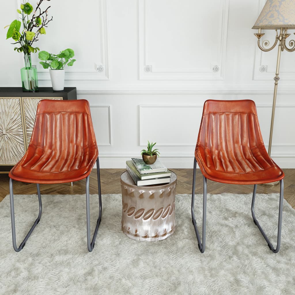 2 db barna valódi bőr étkezőszék