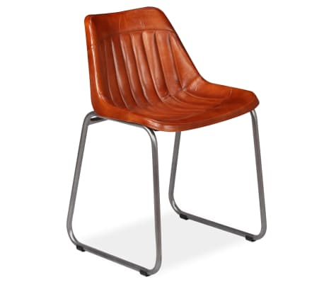 vidaXL Krzesła stołowe, 2 szt., brązowe, naturalna skóra