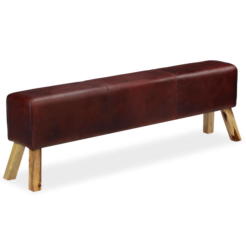 vidaXL Bench Genuine Leather Brown 160x28x50 cm