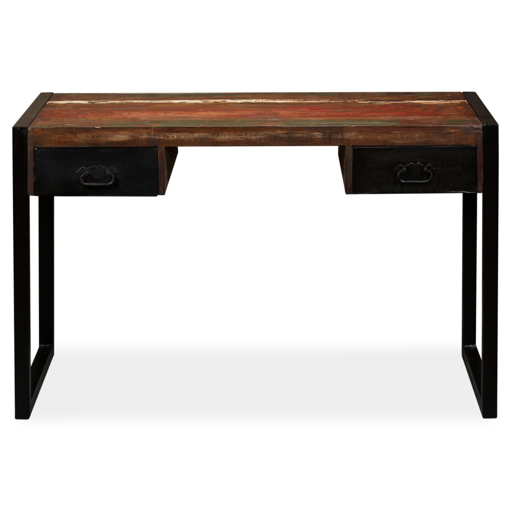 

vidaXL Bureau met 2 lades 120x50x76 cm massief gerecycled hout