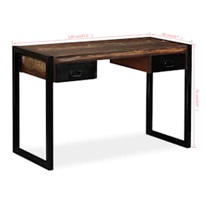Psací stůl s 2 zásuvkami masivní recyklované dřevo 120x50x76 cm - obrázek 8