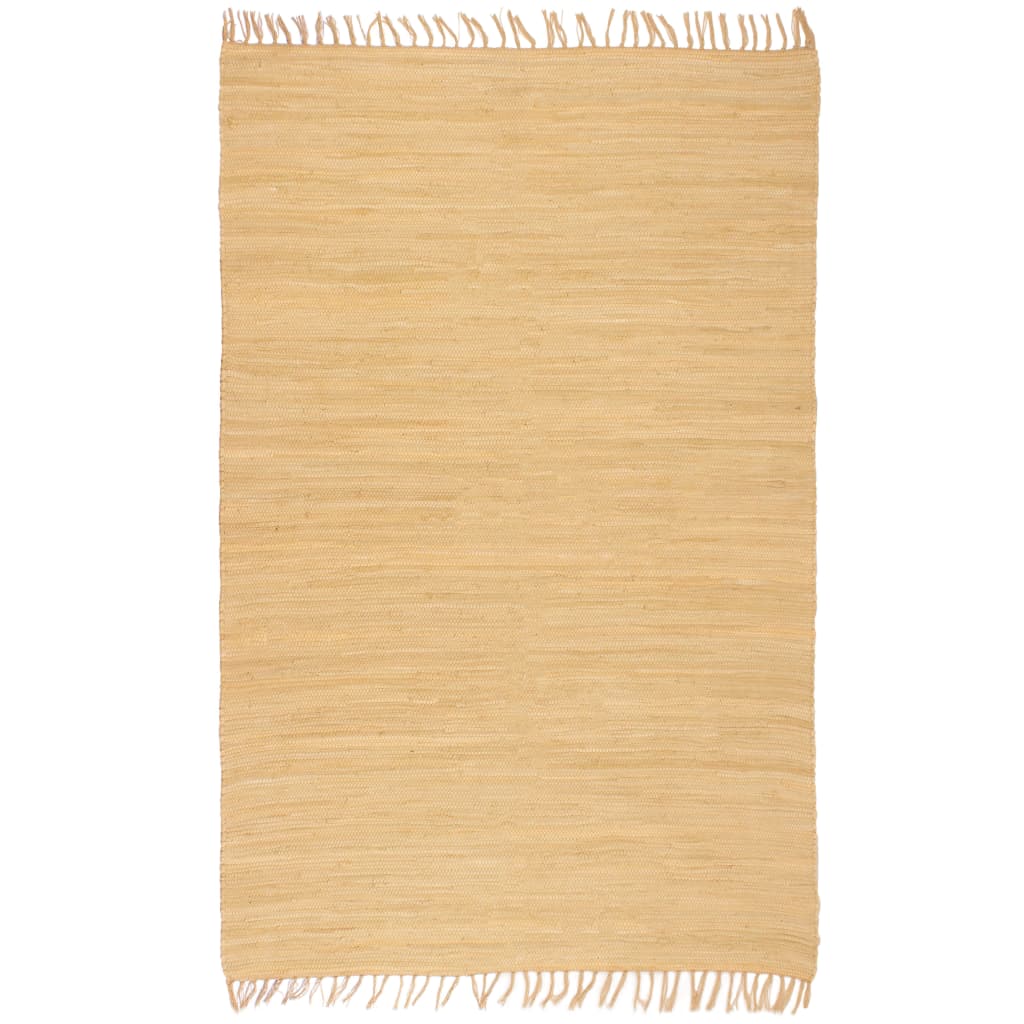 vidaXL Käsin kudottu Chindi-matto puuvilla 80×160 cm beige