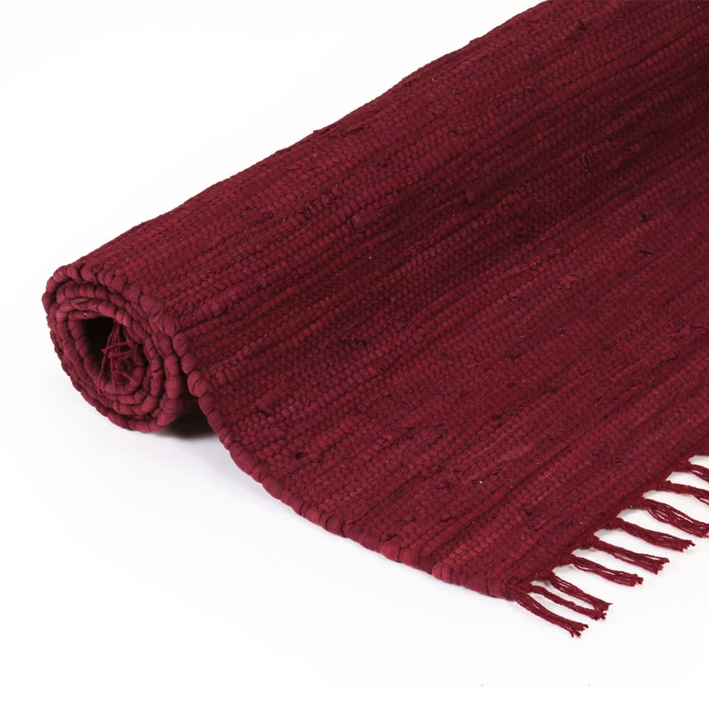 

vidaXL Vloerkleed Chindi handgeweven 80x160 cm katoen bordeauxrood