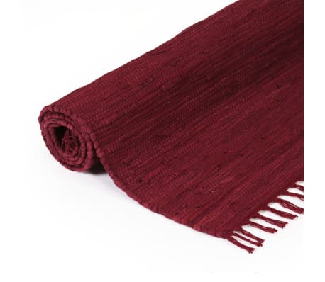 vidaXL Tapis Chindi Coton tissé à la main 120x170 cm Bordeaux