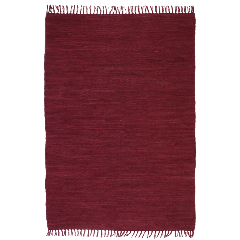 Handgewebter Chindi-Teppich Baumwolle 200x290 cm Weinrot