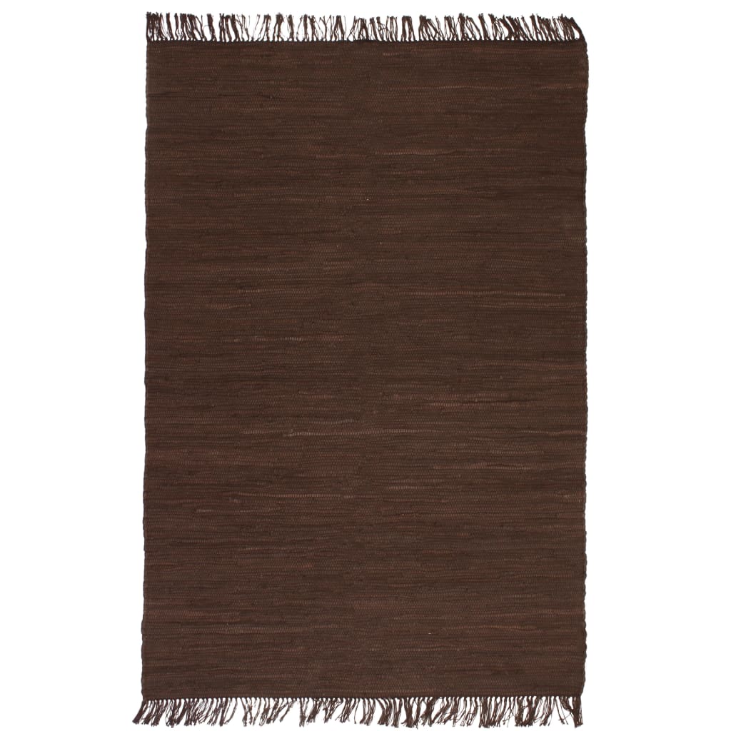 vidaXL Käsinkudottu Chindi-matto puuvilla 80×160 cm ruskea