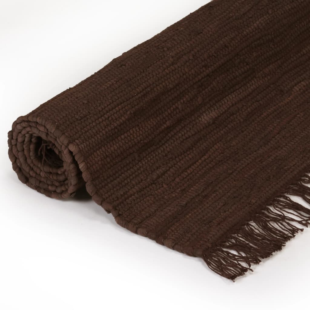 vidaXL Tapis Chindi Coton tissé à la main 160x230 cm Marron