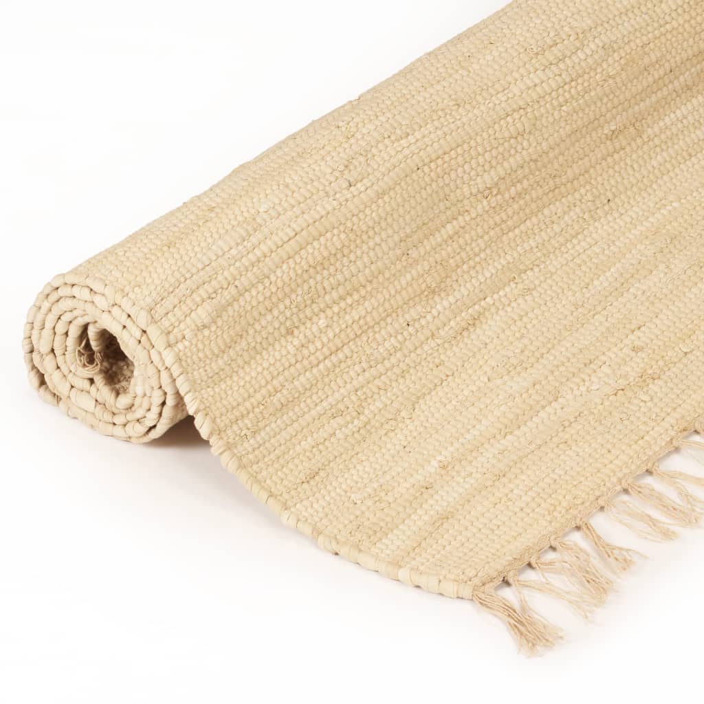 

vidaXL Vloerkleed Chindi handgeweven 80x160 cm katoen crème