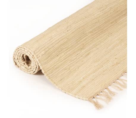 vidaXL Ručne tkaný koberec Chindi, bavlna 200x290 cm, krémový
