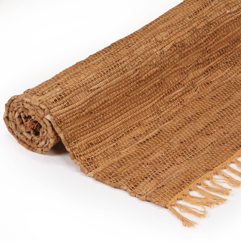 

vidaXL Vloerkleed Chindi handgeweven 160x230 cm leer tan