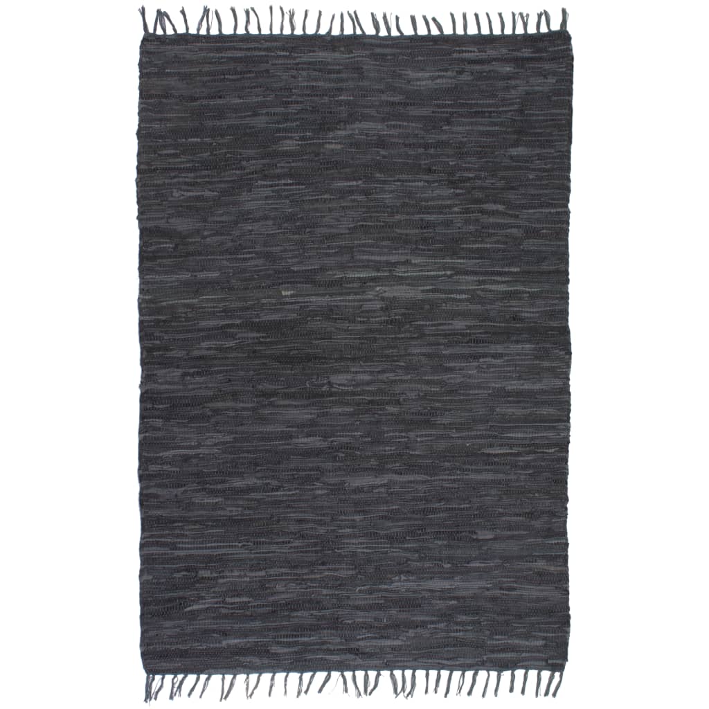 Ručně tkaný koberec Chindi kůže 190 x 280 cm šedý