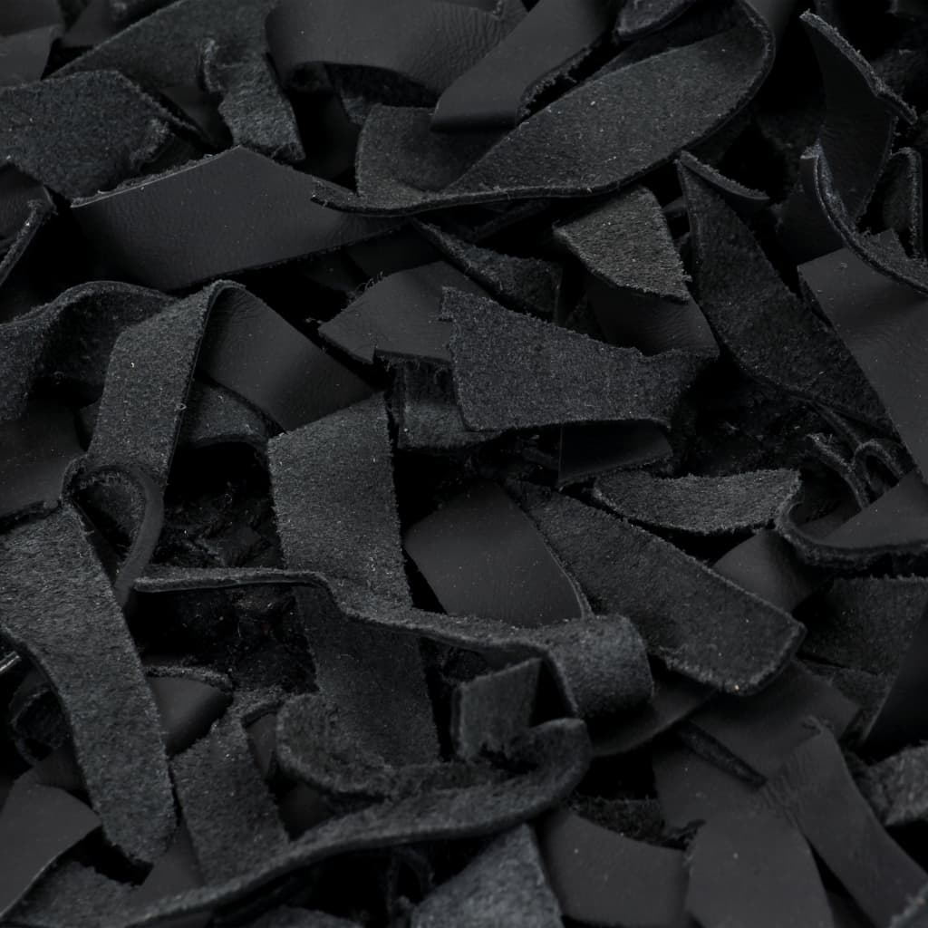 Tapijt shaggy hoogpolig 190x280 cm echt leer zwart