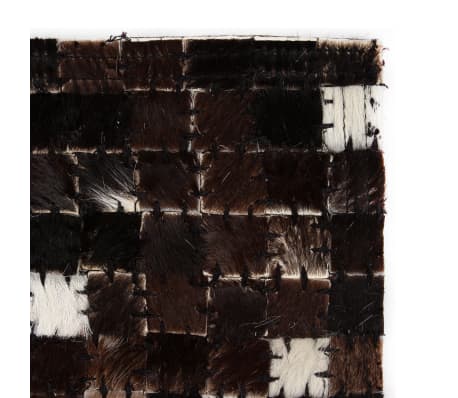 vidaXL Rug Genuine Leather Patchwork 80x150 cm Square Black/White