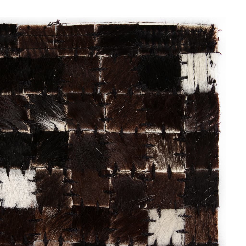 

vidaXL Vloerkleed vierkant patchwork 160x230 cm echt leer zwart/wit