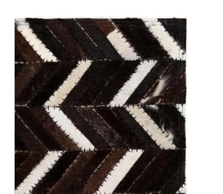 vidaXL Rug Genuine Leather Patchwork 80x150 cm Chevron Black/White