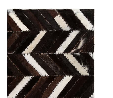 vidaXL Vloerkleed chevron patchwork 190x290 cm echt leer zwart/wit
