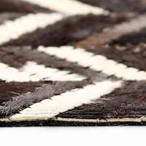 Koberec patchwork pravá kůže 190x290cm chevron černobílý - obrázek 5