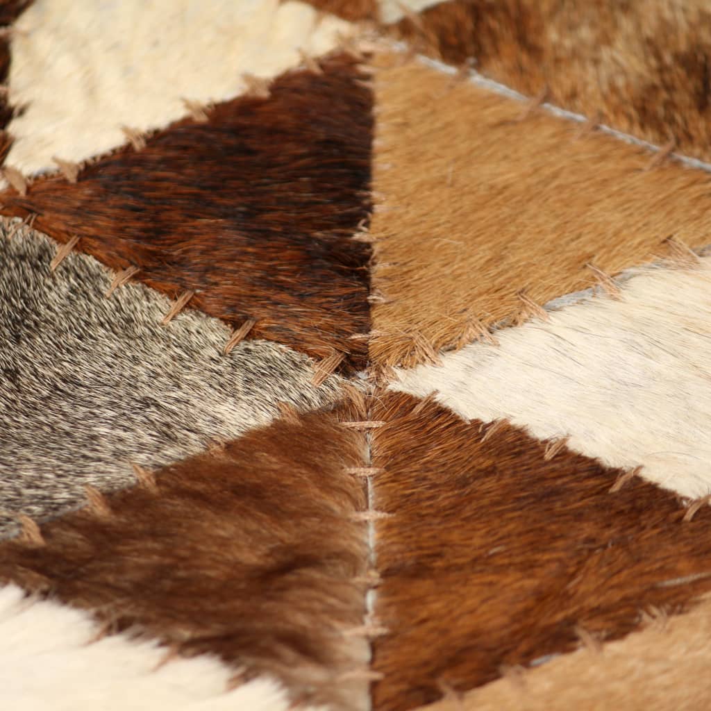Barna/fehér, foltvarrott, valódi bőr szőnyeg 80 x 150 cm 