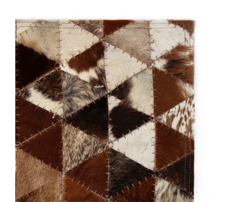 vidaXL Covor piele naturală, mozaic, 160x230 cm Triunghiuri Maro/alb