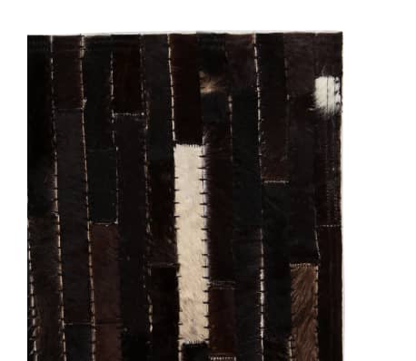 vidaXL Alfombra de retazos de cuero 80x150 cm rayas negro/blanco