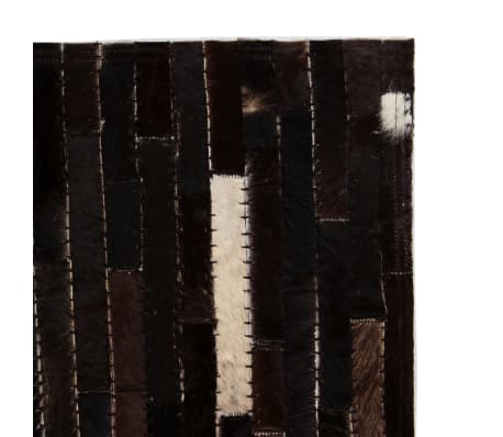 vidaXL Alfombra de retazos de cuero 120x170 cm rayas negro/blanco