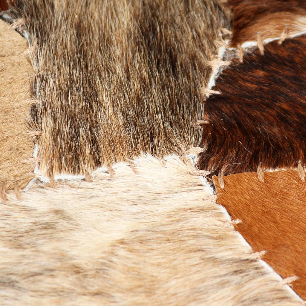 Barna/fehér, foltvarrott, valódi bőr szőnyeg 80 x 150 cm 