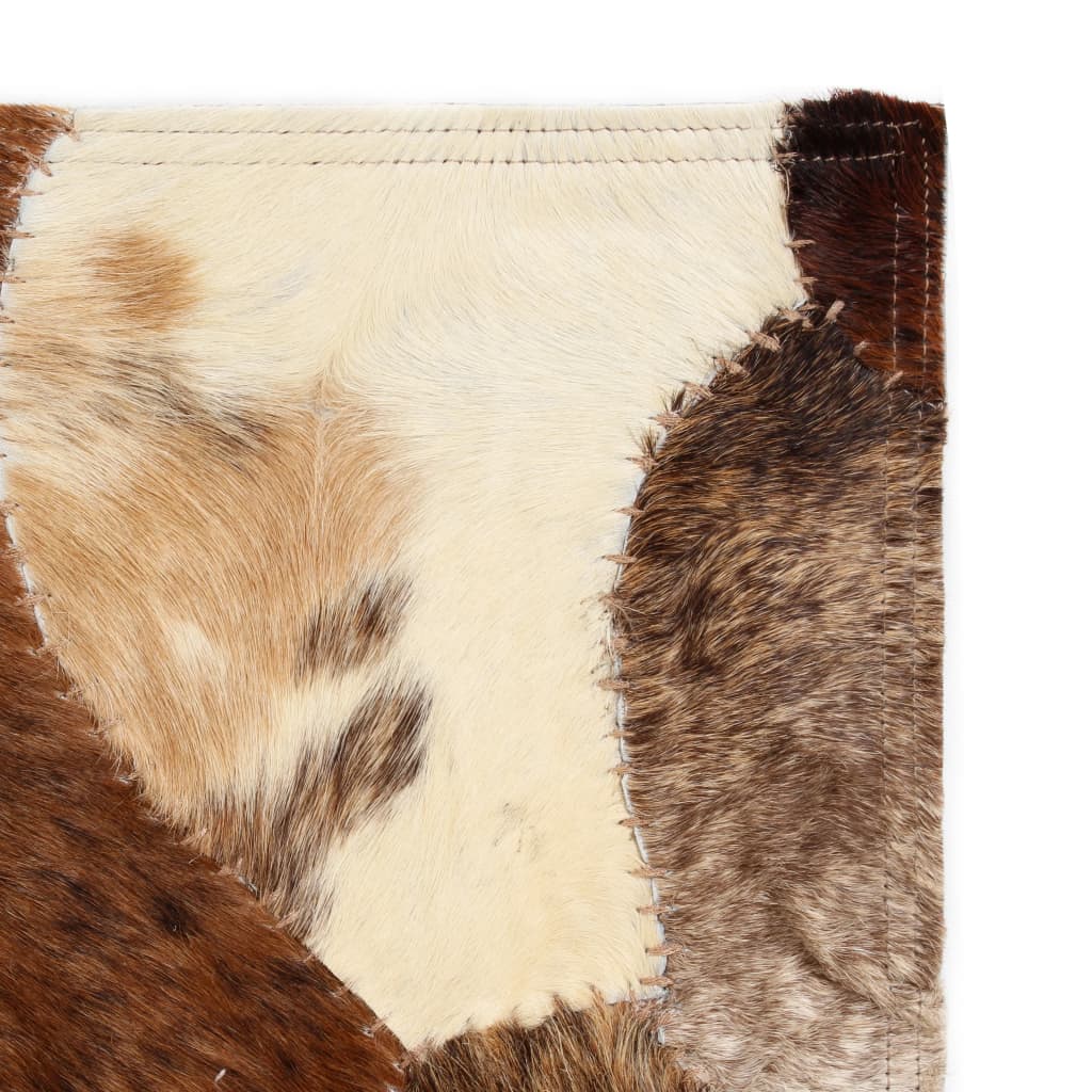

vidaXL Vloerkleed gemengd patchwork 160x230 cm echt leer bruin/wit