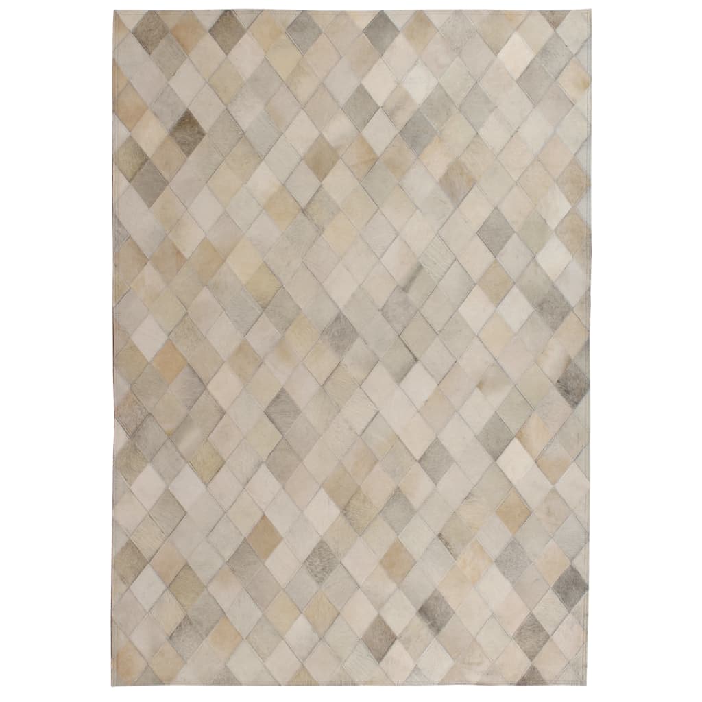 vidaXL Covor piele naturală, mozaic, 120×170 cm Romburi Gri vidaXL