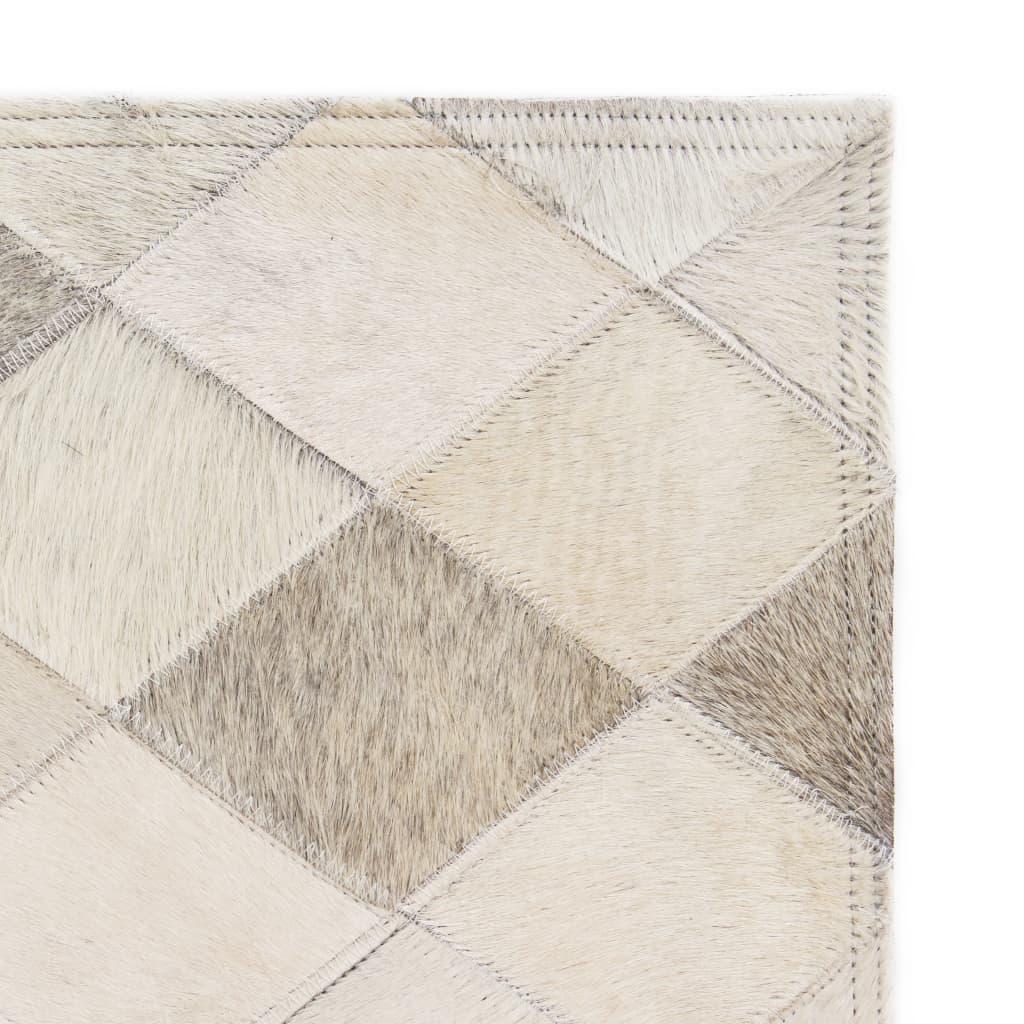 vidaXL Covor piele naturală, mozaic, 160x230 cm Romburi Gri