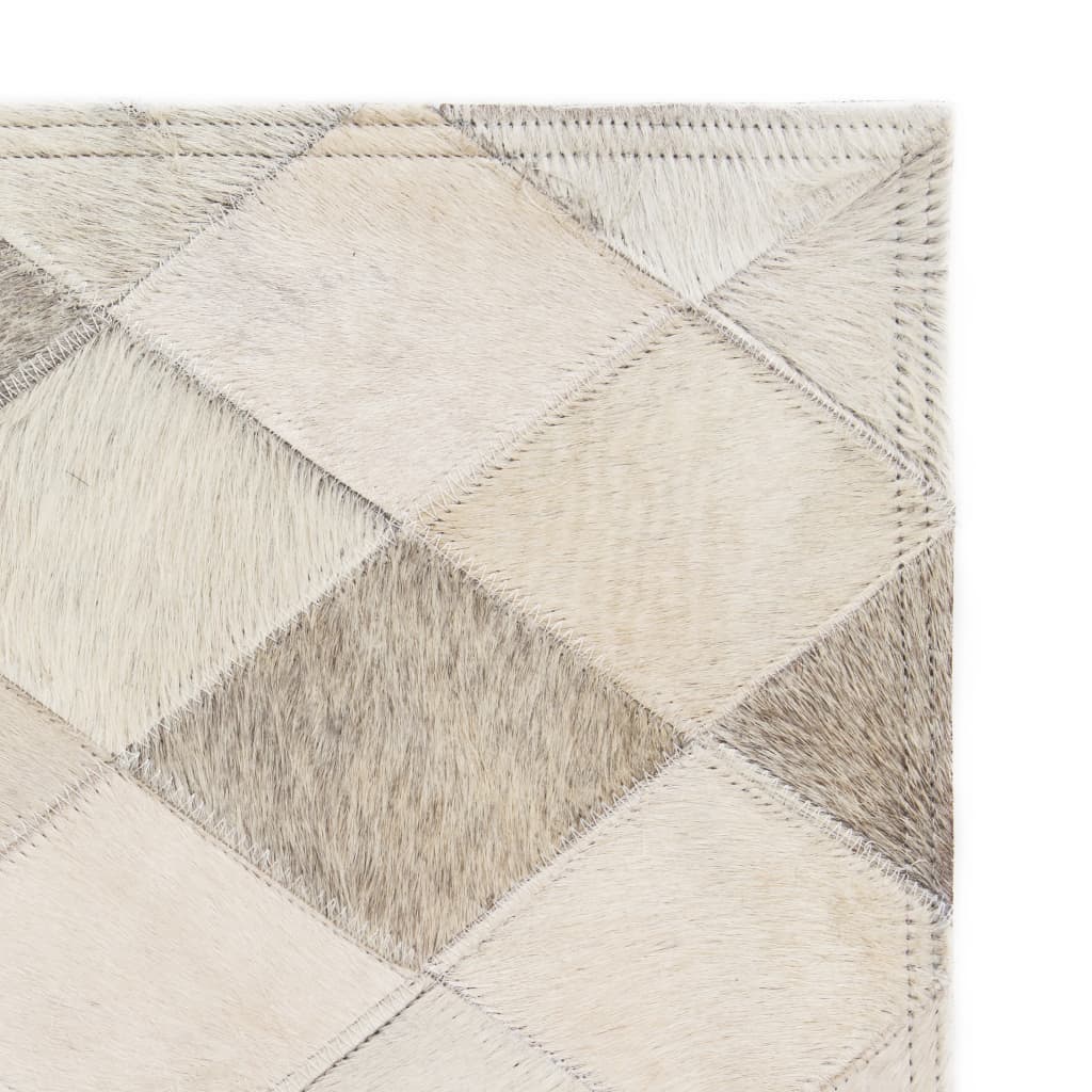 

vidaXL Vloerkleed ruit patchwork 160x230 cm echt leer grijs