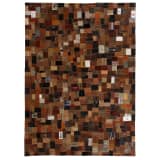 vidaXL Χαλί Patchwork από Ετικέτες Τζιν Καφέ 120x170 εκ. Γνήσιο Δέρμα