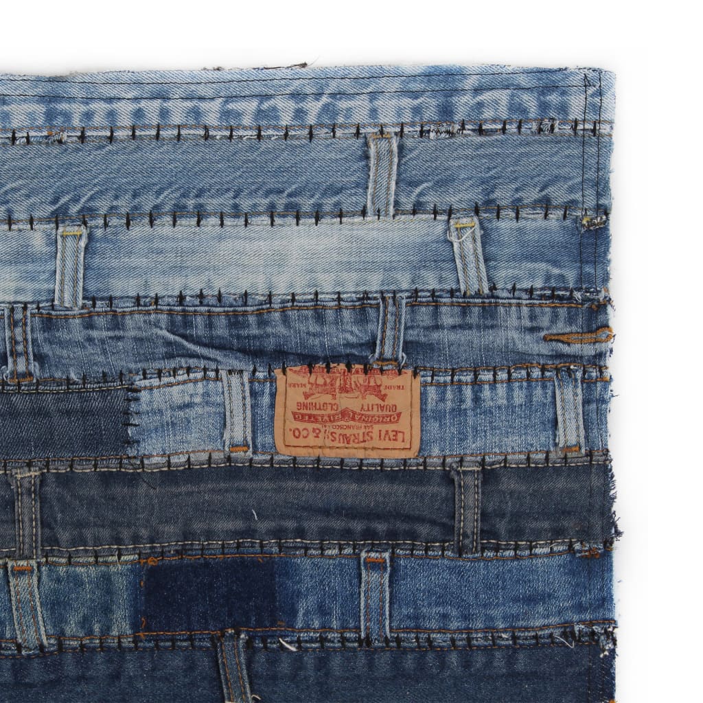 

vidaXL Tapijt jeans tailleband patchwork 80x150 cm denimblauw