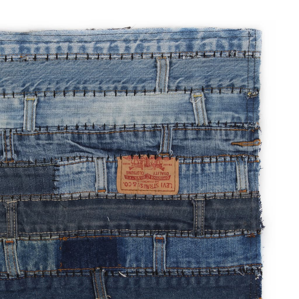 vidaXL Tapijt jeans tailleband patchwork 160x230 cm denimblauw