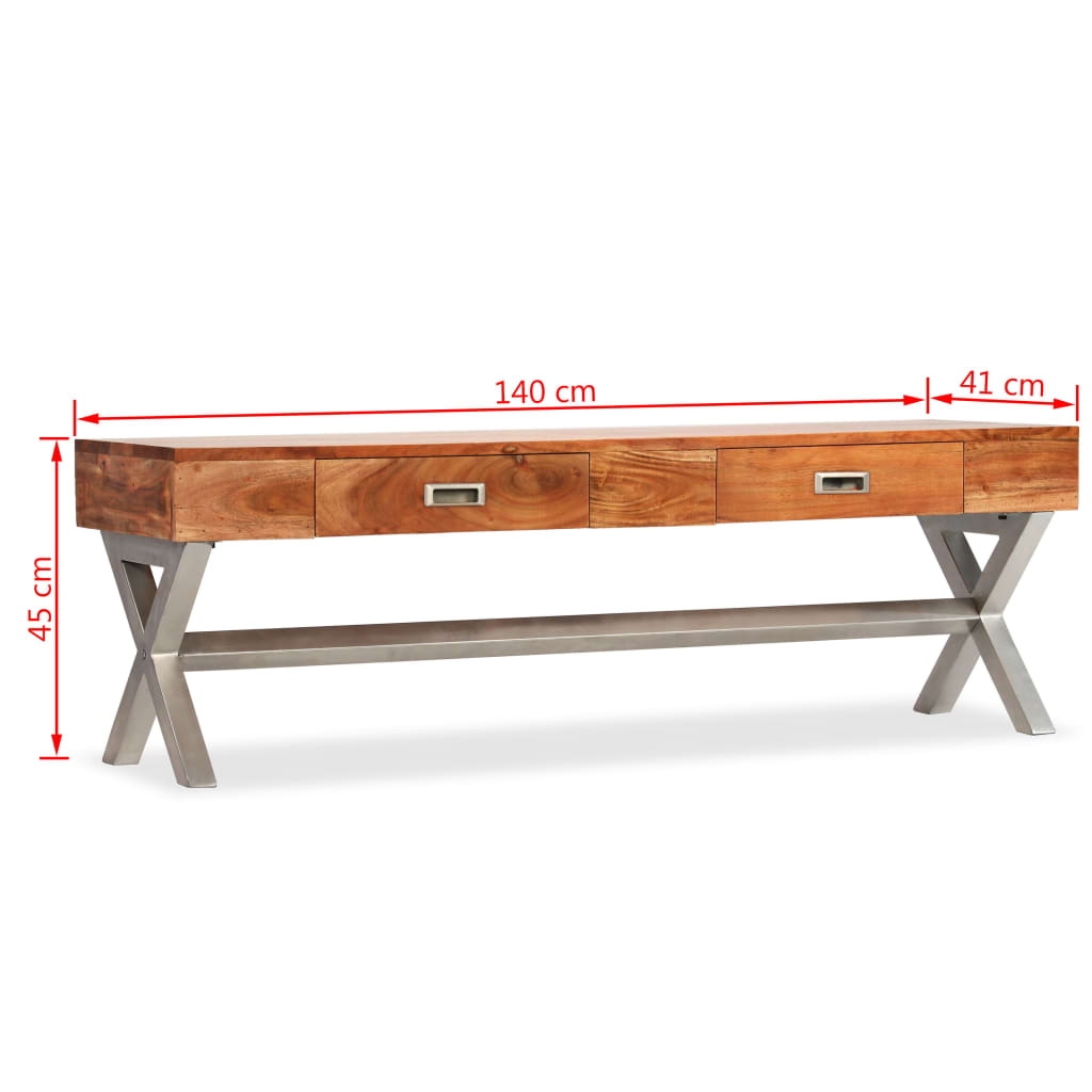 Meuble TV avec tiroirs Bois d’acacia Finition en Sesham 140 cm | meublestv.fr 10