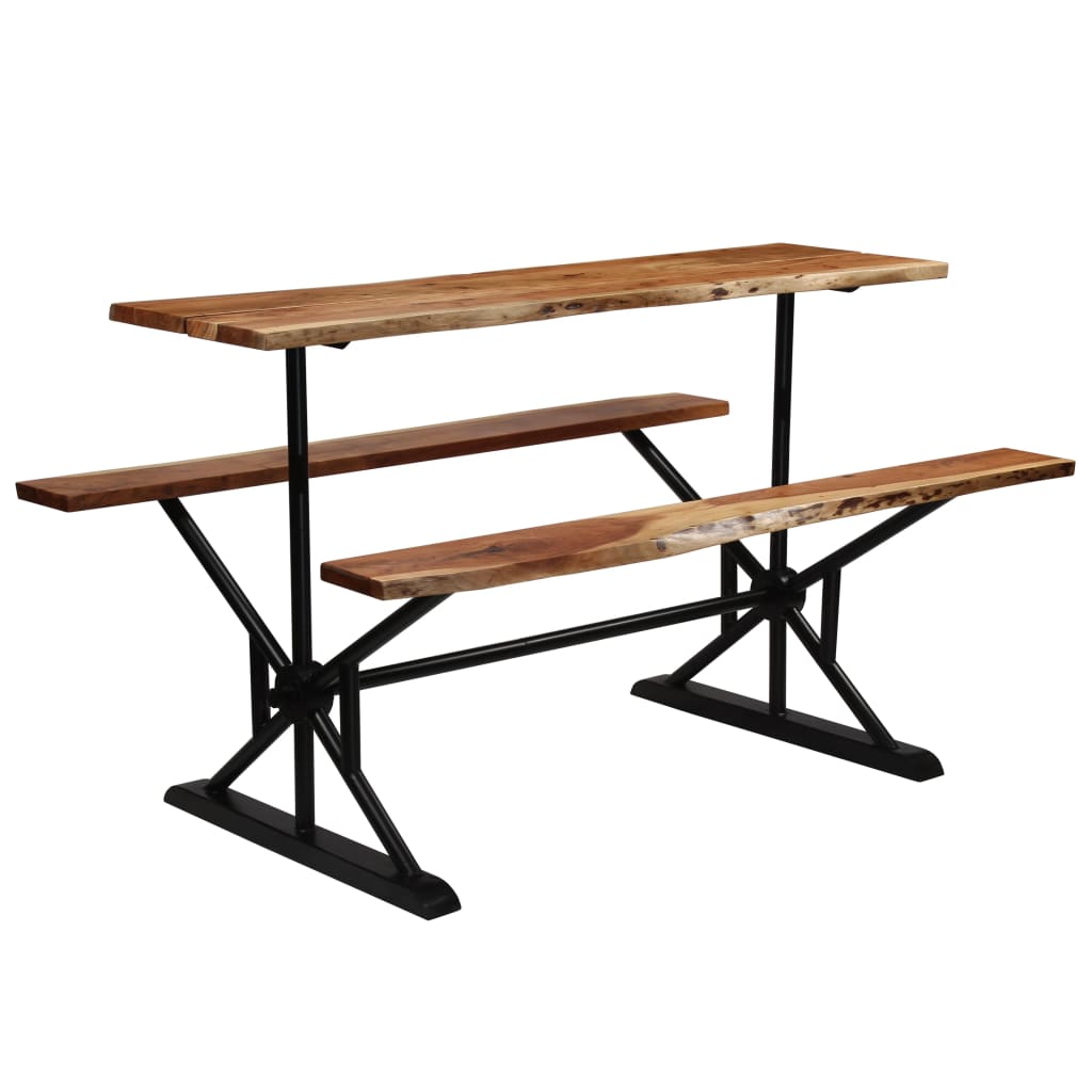 Barový stůl s lavicemi masivní akáciové dřevo 180 x 50 x 107 cm