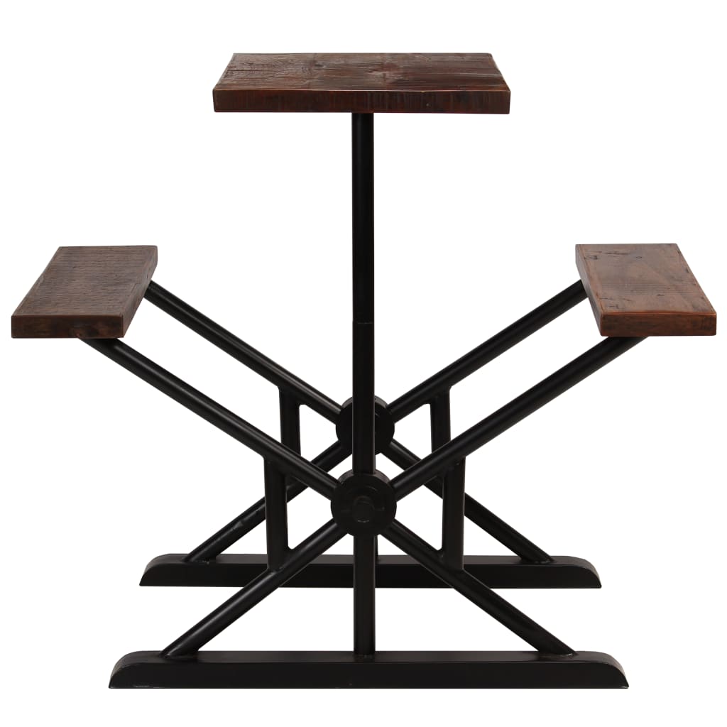 vidaXL bāra galds ar soliem, 80x50x107 cm, pārstrādāts masīvkoks